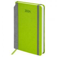 Ежедневник датированный 2024 А5 138x213мм BRAUBERG Mosaic, под кожу, карман для ручки, зеленый, 114903