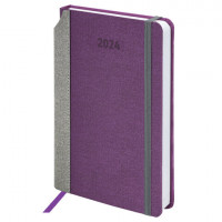 Ежедневник датированный 2024 А5 138x213мм BRAUBERG Mosaic, под кожу, карман для ручки, фиолетовый, 114905