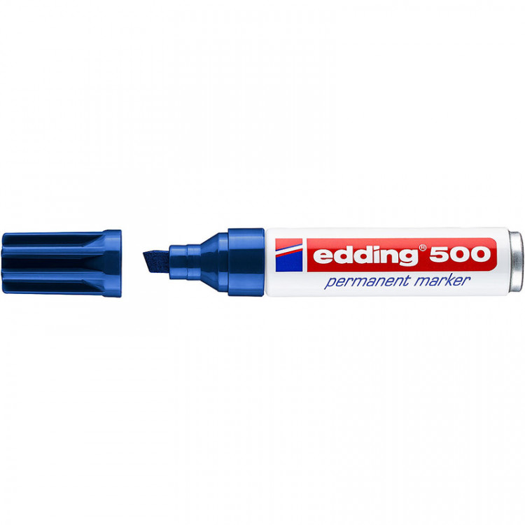 Маркер перманентный edding 500, скошенный наконечник, 2-7 мм Синий
