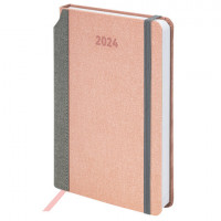Ежедневник датированный 2024 А5 138x213мм BRAUBERG Mosaic, под кожу, карман для ручки, розовый, 114908