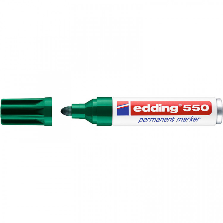 Маркер пермаментный edding 550, круглый наконечник, 3-4 мм Зеленый