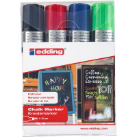 Набор маркеров меловых по стеклу edding 4090, смываемые, скошенный наконечник, 4-15 мм, 4 цвета 4 цвета