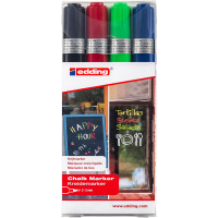 Набор маркеров меловых по стеклу edding 4095, смываемые, круглый наконечник, 2-3 мм, 4 цвета 4 цвета