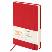 Ежедневник датированный 2024 А5 138x213мм BRAUBERG Flap, под кожу, магнитный клапан, красный, 114970