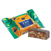 Конфеты шоколадные МЕДВЕГАН "Арахис в мягкой карамели", 1000 г, пакет, 998-040