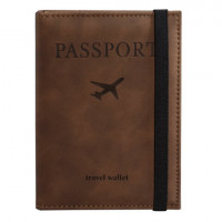 Обложка для паспорта с карманами и резинкой, мягкая экокожа, "PASSPORT", коричневая, BRAUBERG 238204