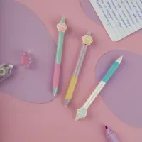 Ручка гелевая стираемая автоматическая MESHU "Sweet paws" синяя, 0,5мм, корпус ассорти, с топпером