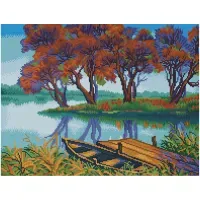 Алмазная мозаика ТРИ СОВЫ "Осенний пейзаж", 40*50см, холст на деревянном подрамнике, картонная коробка с пластиковой ручкой