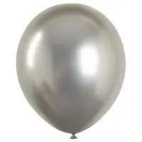 Воздушные шары,  50шт., М12/30см, MESHU, хром, серебро