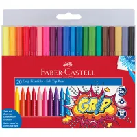 УЦЕНКА - Фломастеры Faber-Castell "Grip", 20цв., трехгранные, смываемые, пластик. уп., европодвес