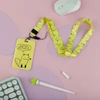 Бейдж вертикальный MESHU "Ленивая лисичка", 110*70мм, лента с карабином,  3D печать, опп пакет с европодвесом