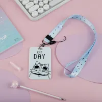 Бейдж вертикальный MESHU "Cat day", 110*70мм, лента с карабином, 3D печать, опп пакет с европодвесом