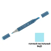 Маркер двусторонний для скетчинга Гамма "Студия", голубой пастельный, корпус трехгранный, пулевид./клиновид. наконечники