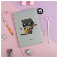 Ежедневник недатированный, А5, 136л., кожзам, MESHU "Сat melody", тон. блок, карман на молнии с брелком, закладка-ляссе