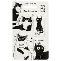 Закладки магнитные для книг, 4шт., MESHU "Начитанный кот", софт-тач