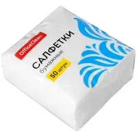 Салфетки бумажные OfficeClean, 1 слойн., 24*24см, белые, 100шт.
