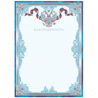 Благодарность А4, BG, мелованный картон, тиснение фольгой, синяя