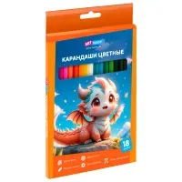 Карандаши цветные ArtSpace "Дракоша", 18цв., шестигранные, заточен., картон. упак., европодвес