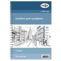 Альбом для эскизов и зарисовок, 100л., А4, на спирали Гамма "Студия", 90г/м2