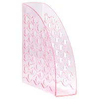 Лоток для бумаг вертикальный СТАММ "Вега", тонированный неоновый розовый, ширина 90мм