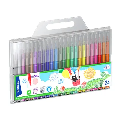 УЦЕНКА - Фломастеры Berlingo "Жил-был кот", 24цв., смываемые, блистер