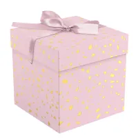 Коробка складная подарочная MESHU "Розовый витраж", (15*15*15см), с лентой, отд фольгой
