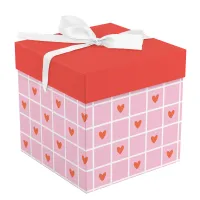 Коробка складная подарочная MESHU "Сердца", (15*15*15см), с лентой