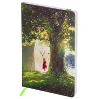 Записная книжка А6 80л. ЛАЙТ, кожзам, Greenwich Line "Мистический лес", с резинкой, тиснение фольгой, блок в клетку