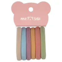 Резинки для волос MESHU "Essence thin", пастельные ассорти, 6шт., диаметр 4см, европодвес