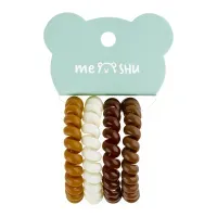 Резинки для волос MESHU, пружинки, коричневые ассорти, 4шт., диаметр 4,5см, европодвес