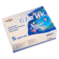 УЦЕНКА - Краски по ткани Гамма "Батик-хобби", 05 цветов + резерв, 70мл, картон. упаковка