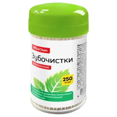 Зубочистки деревянные OfficeClean, 250шт., в баночке