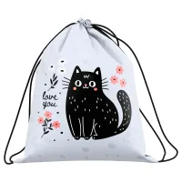 Мешок для обуви 1 отделение ArtSpace "Black Cat with Flowers", 350*420мм