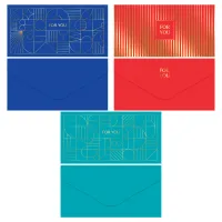 Конверт для денег MESHU "Геометрия", 85*164мм, soft-touch, фольга, 3 дизайна