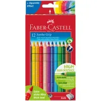 УЦЕНКА - Карандаши цветные Faber-Castell "Jumbo Grip", 12цв., трехгран., утолщен., заточен., картон, европодв (осн 286233)