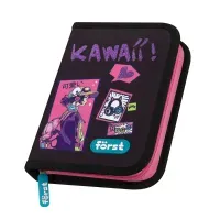 Пенал 1 отделение, 200*140*40 Först "Kawaii", дополнительная откидная секция, полиэстер