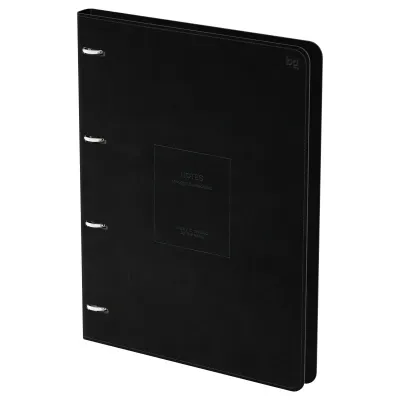 Тетрадь на кольцах А4, 120л., кожзам, BG "Моно. Черный", иск. кожа, тиснение
