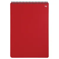Блокнот А4 80л. на гребне BG "База", пластиковая обложка, красный