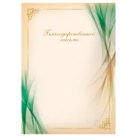 Благодарственное письмо А4, BG, мелованный картон, зеленое