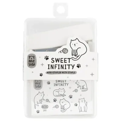 Набор MESHU "Sweet infinity": мини-степлер №24/6 до 20л.; скобы №24/6; пластиковый бокс