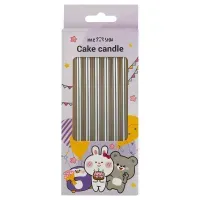 Свечи для торта с держателями MESHU "Straight silver", 11см, 6шт.