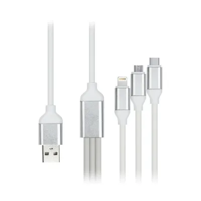Кабель Smartbuy 3в1 универсальный, Micro-USB/Lightning/Type C, 1,2м, белый