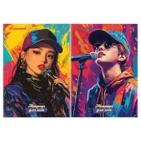 Тетрадь для нот 16л., А4, на скрепке BG "K-pop", глянцевая ламинация, (вертик.)