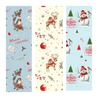 Упаковочная бумага 70*100см, MESHU "Holiday", ассорти 3 дизайна