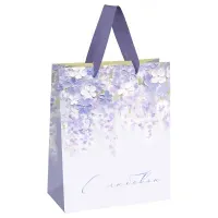 Пакет подарочный 33*42*12см MESHU "Purple flowers", матовая ламинация