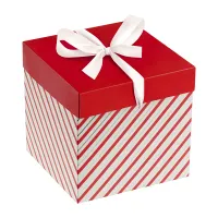 Коробка складная подарочная MESHU "Полосы", (15*15*15см), с лентой, отд фольгой