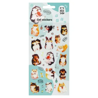 Наклейки гелевые MESHU "Cute Dog" , 10*23см, инд. уп., европодвес