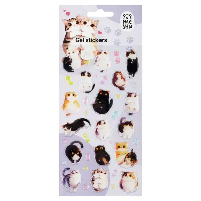 Наклейки гелевые MESHU "Cute Cat" , 10*23см, инд. уп., европодвес