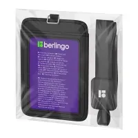 Бейдж вертикальный Berlingo "ID 500", 55*85мм, экокожа, держатель-рулетка с лентой 45 см, черный