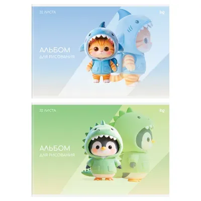 Альбом для рисования 32л., А4, на скрепке BG "Мультики", эконом